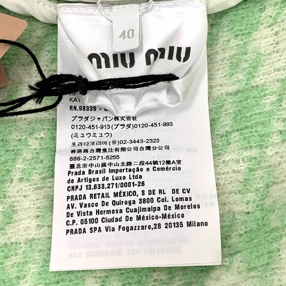 Miu Miu Green Checkered Knitted Cardigan Jacket With Pearl Details & Pockets Siz - Picture 4 of 8